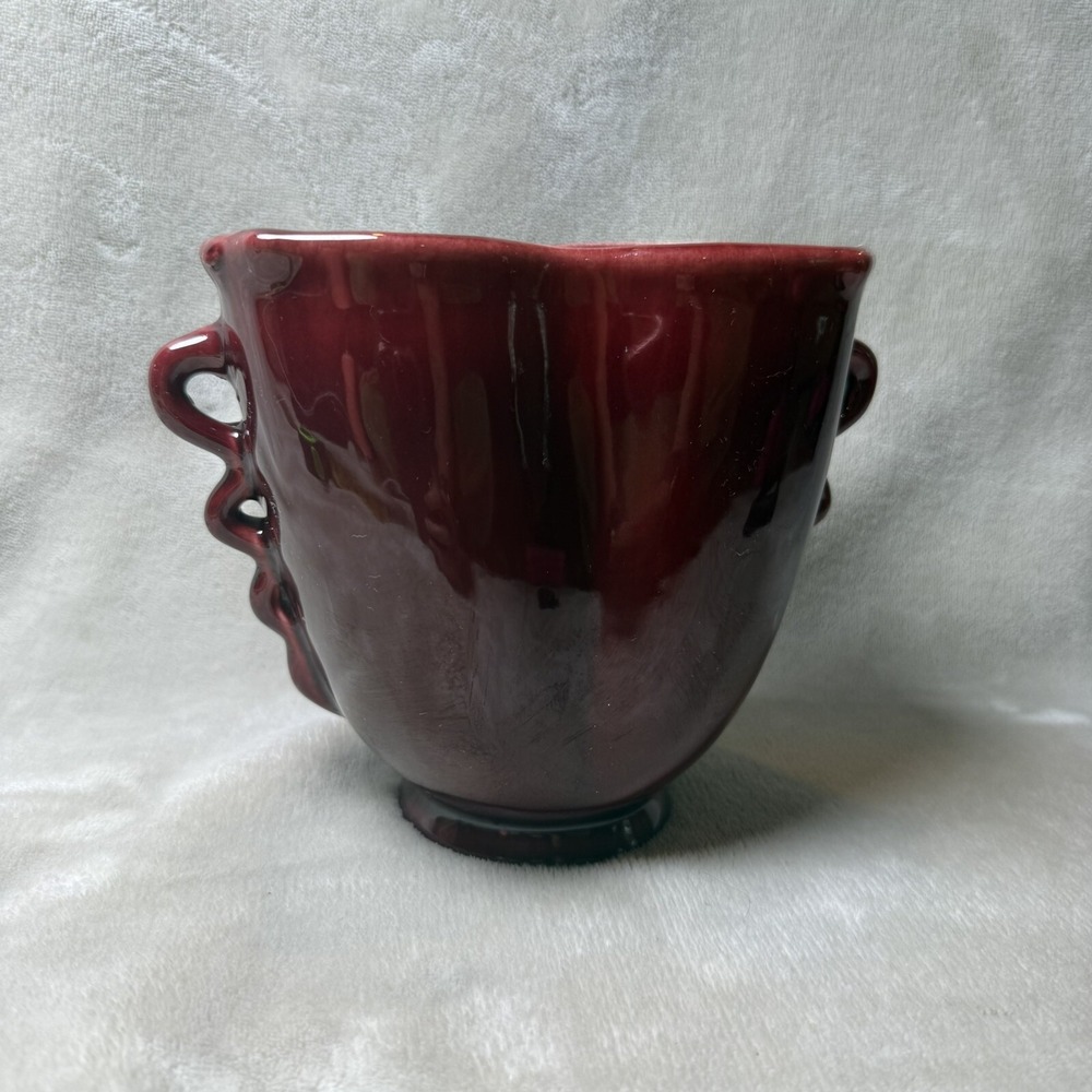 Vintage Burgandy Red Pottery Vase Heart Shaped USA 230 - Picture 1 of 7